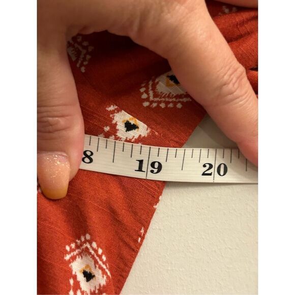 Anthropologie Boho Rust Red Smocked Waist Midi Dress sz S Petite – Geometric Blo - Picture 7 of 15